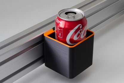 Cup Holder / Storage Bin for Aluminum Extrusion Sim Racing or Flight Rig